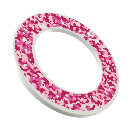 Obložení terče McDart Camo Das Bild zeigt ein Dartboard-Surround in Pink Camouflage. Dieses Produkt schützt die Wand und sieht farbenfroh aus.