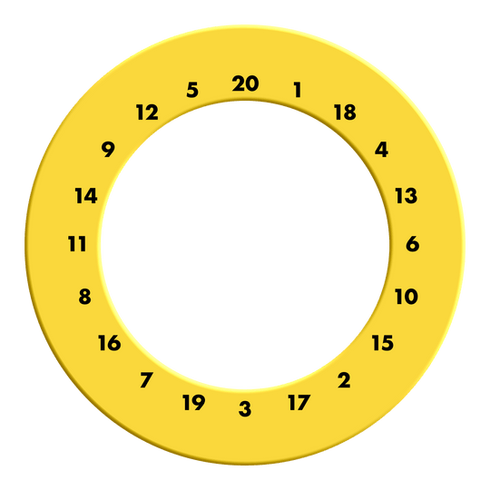 Obložení terče s HD čísly - vlastní barvy Hier ist ein gelber HD-Zahlensurround in individuellen Farben für Dartscheiben zu sehen. Das Dateinamen lautet MSF-X6G_HD_Zahlen_Dartboard_Surround_EigeneFarben_Gelb_2.
