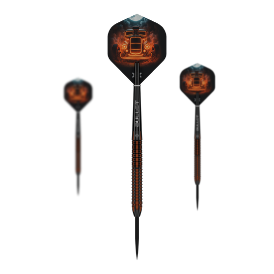 Ocelové šipky Bullet Hotrod Auf dem Bild sind Bullet Hotrod Steeldarts zu sehen. Die Steeldarts wurden für Präzision und Leistung im Dartspiel entwickelt.