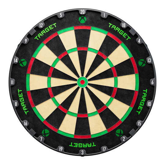 Das Bild zeigt das Target Xbox Dartboard Surround Bundle. Ein Set für Darts-Liebhaber zur Verbesserung des Spielerlebnisses.