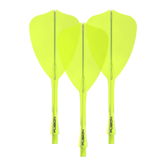 Letka Winmau Fusion, systém Arrow, neonově žlutá Das Bild zeigt das Winmau Fusion Flight Shaft System Arrow Set in Neongelb mit einer Länge von 34 mm. Es handelt sich um ein Set für Dartpfeile.
