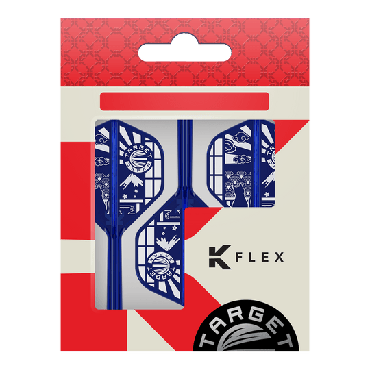 Standardní lety Target Japan K-Flex Blue Limited č. 2 Hier sind die Target Japan K-Flex Blue Limited No2 Standard Flights abgebildet. Die Flights haben eine typische Standardform und sind blau.