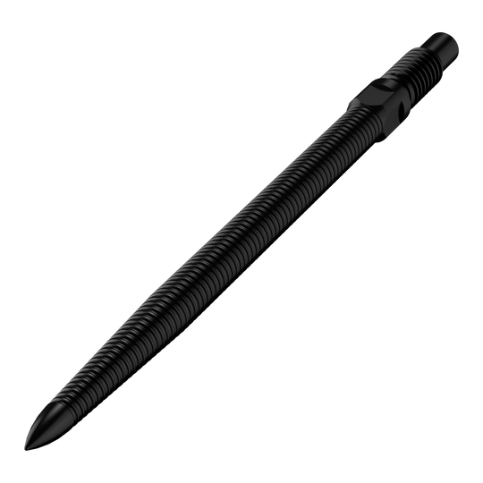 Špičky šipek Bulls NL Convertible Point - Micro Grip - černé Das Bild zeigt eine einzelne schwarze Dartspitze mit feiner MicroGrip-Struktur. Diese trägt den Namen BU57704_BullsNL_Convertible_Points_MicroGrip_Schwarz_32mm_2.