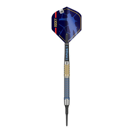 Měkké šipky Target Josh Rock GEN1 - 20g Das Bild zeigt einen Target Josh Rock GEN1 Softdart mit einem Gewicht von 20g. Der Dartpfeil hat ein modernes Design mit blauen und goldenen Akzenten.