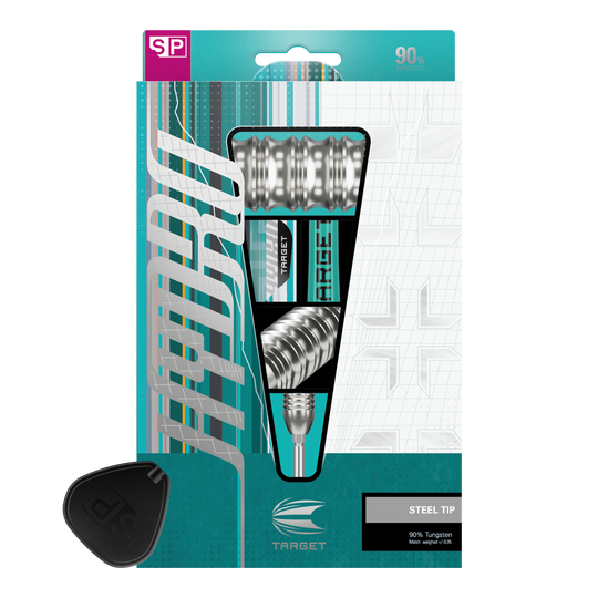 Ocelové šipky Target Hydro 02 Swiss Point Das Bild zeigt die Target Hydro 02 Swiss Point Steeldarts. Der Fokus liegt auf dem Design und der Verarbeitung der Darts.