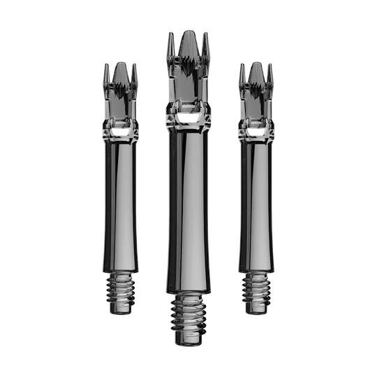 Náhradní hřídele L-Style L-System - čiré černé Ein Set Ersatzshafts in schwarzem transparentem Design. Die Shafts sind bündig arrangiert.