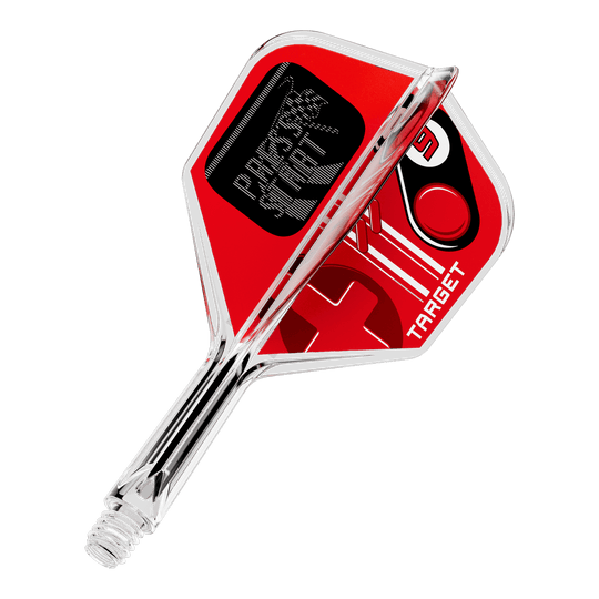 Target K-Flex Press Start No6 Flights Gezeigt wird das Produkt 410582_Target_K-Flex_PressStart_No6_Flights_19mm_1. Es scheint sich um ein einzelnes Dart-Zubehörteil, zum Beispiel einen Flight, zu handeln.