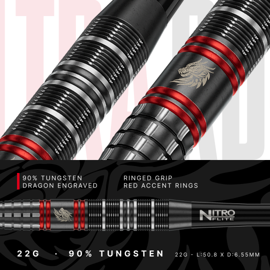 Ocelové šipky Red Dragon Jonny Clayton RD-ULTRA Switch Point - 22g Die Red Dragon Jonny Clayton RD-ULTRA Switch Point Steeldarts mit 22 Gramm sind auf dem Bild abgebildet. Die Darts sind aus einem anderen Blickwinkel aufgenommen.