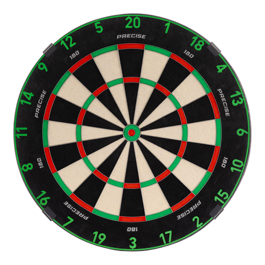 Ocelový terč Precise 180 Endorphine s číslovaným kroužkem - smaragdově zelený Zu sehen ist das Precise 180 Endorphine Steeldartboard mit Nummernring in Emerald Green. Dieses Produkt eignet sich ideal für Dartspieler.