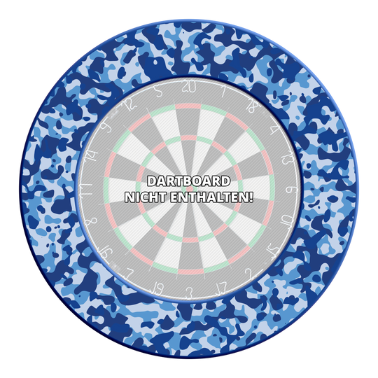 Obložení terče McDart Camo Das Foto zeigt das DBS-CAMO6 McDart Camo Dartboard Surround in Marine-Blau. Es dient als schützende Umrandung für Dartboards.