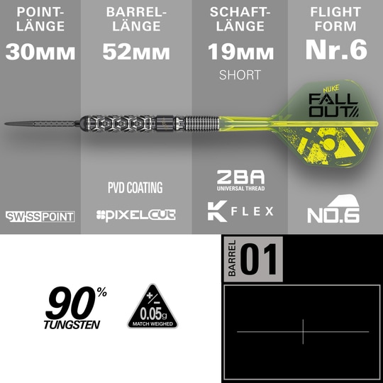 Target Luke Littler Nuke Fallout Swiss Points Steeldarts Diese Abbildung zeigt die Target Luke Littler Nuke Fallout Swiss Points Steeldarts. Sie sind ideal für Turnier- und Hobbyspieler geeignet.