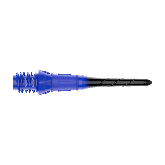 Špičky na šipky L-Style Premium s gradačním hrotem Lippoint (balení 30 kusů) Die Abbildung zeigt eine Dartspitze in den Farben Blau und Schwarz. Sie hat ein Schraubgewinde auf der linken Seite und läuft nach rechts spitz zu.