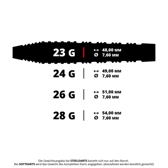 Ocelové šipky Shot Alchemy Runstel Dieses Bild zeigt einen Shot Alchemy Runstel Steeldart mit einem Gewicht von 23 Gramm. Es ist ein professioneller Dartpfeil für Steeldart-Spieler.