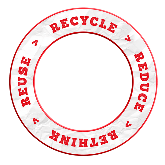 McDart Recyklace Snížení Přehodnocení Znovupoužití Obložení terče Abgebildet ist ein Produkt mit dem Dateinamen DBS-RRRR2_Surround_Recyle_Reuse_Reduce_Rethink_Rot_2. Das Motiv verweist wahrscheinlich auf Nachhaltigkeit und Recycling in rotem Design.