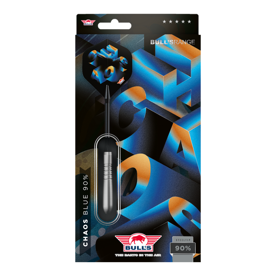 Ocelové šipky Bulls NL Chaos Blue - 23g Das Produkt ist Bulls NL Chaos Blue Steeldarts - 23g. Die Darts sind für ihr blaues Chaos-Design bekannt.