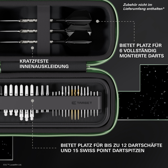 Target Star Wars Boa Dartcase - Grogu ist ein Dartcase mit Grogu-Motiv aus der Star Wars Serie. Das Produkt eignet sich ideal für das sichere Aufbewahren von Darts und Zubehör.