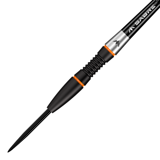 Mission Horizon Black PVD Orange Steeldarts werden gezeigt. Das Bild stellt die spezielle Farbgebung und das Design dar.
