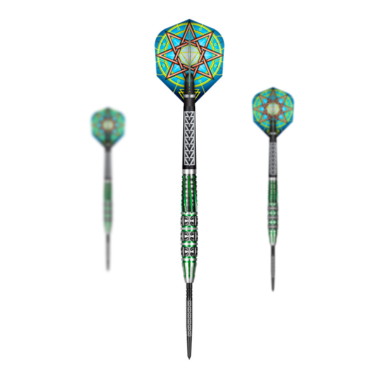 Shot Celt Druid Turbo Point Steeldarts Abgebildet ist ein Set Shot Celt Druid TurboPoints Steeldarts. Die Darts sind dekorativ platziert.