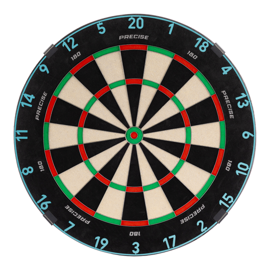 Ocelový terč Precise 180 Endorphine s číslovaným kroužkem - nekonečně modrá Das Precise 180 Endorphine Steeldartboard mit Nummernring in Infinity Blue ist abgebildet. Es bietet optimale Bedingungen für ein präzises Dartspiel.