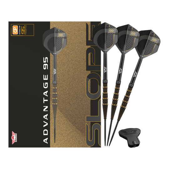 Šipky Bulls NL Advantage 95 Slope Convertible Point Steel Darts Abgebildet werden Bulls NL Advantage 95 Slope Convertible Point Steeldarts. Verschiedene Perspektiven sind zu sehen.