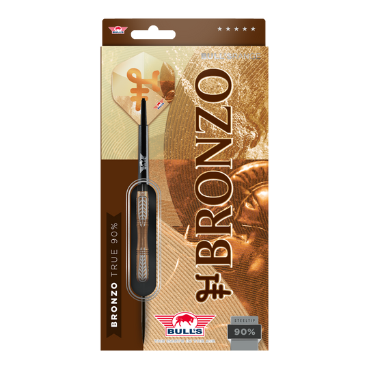 Šipky Bulls NL Bronzo True Steel - 23g Hier sieht man die Bulls NL Bronzo True Steeldarts - 23g. Die Steeldarts sind in traditioneller Form gestaltet.
