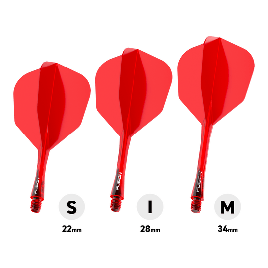Systém letky Winmau Fusion č. 6, červená Das Bild stellt das Winmau Fusion Flight-Shaft-System No6 in Rot dar. Dieses System kombiniert Flight und Shaft in einem roten Design.