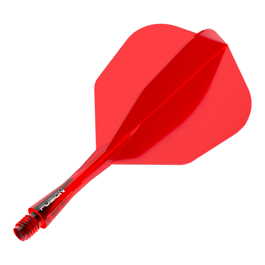 Abgebildet ist das Winmau Fusion Flight Shaft System No6 in Rot mit einer Länge von 22 mm. Es ist ein einzelnes Teil für einen Dartpfeil.