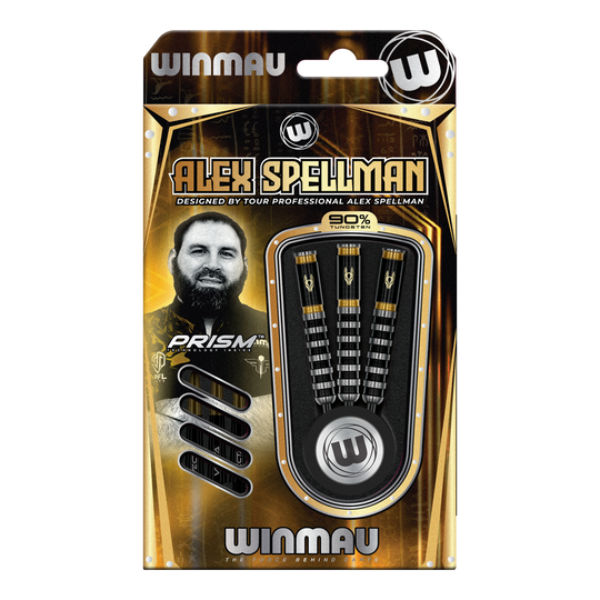 Ocelové šipky Winmau Alex Spellman Winmau Alex Spellman Steeldarts sind präzise gearbeitete Steeldarts. Die Abbildung stellt das Produkt im Nahaufnahme dar.
