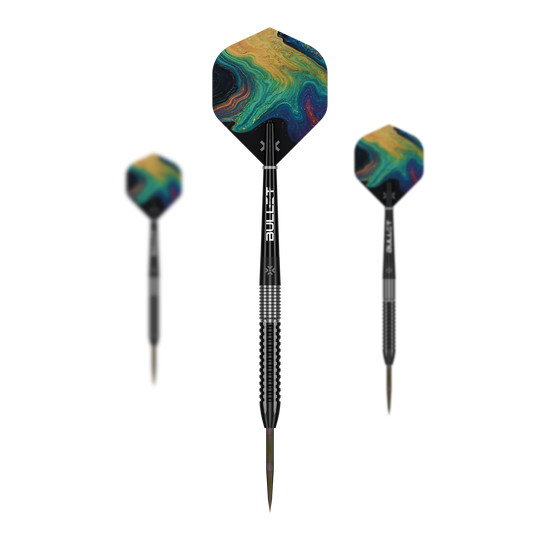 Ocelové šipky Bullet Diesel Die Bullet Diesel Steeldarts sind als Set abgebildet. Das Produkt richtet sich an Dartspieler aller Erfahrungsstufen.