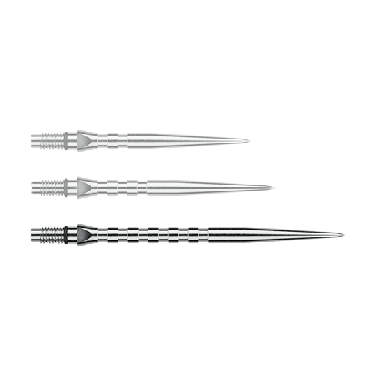 Ocelové hroty na šipky Winmau Switch Point Groove - stříbrný efekt Das Bild stellt eine einzelne Winmau Switch Point Groove Steeldartspitze mit 40mm Länge dar. Die silberne Spitze besitzt eine geriffelte Struktur für bessere Griffigkeit.