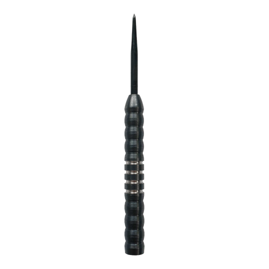 Ocelové hlavně na šipky McDart Midnight V1 Das Bild zeigt den McDart Midnight V1 Steeldart Barrel. Der Barrel ist schwarz und hat eine gerillte Oberfläche für besseren Halt.