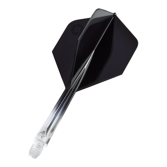 Unicorn Forge Dvoubarevné standardní letky č. 2 - čirá černá Das Bild zeigt die Unicorn Forge Two Tone No2 Standard Flights in Schwarz. Es handelt sich um Flights für Dartpfeile mit klarem und schwarzem Design.