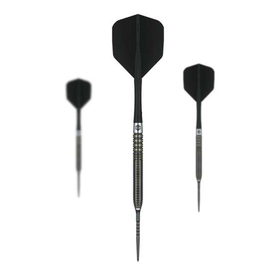 Ocelové šipky Caliburn V-Series V2 Abgebildet ist ein Set Caliburn V-Series V2 Steeldarts. Die Pfeile sind für präzises Dartspielen konzipiert.