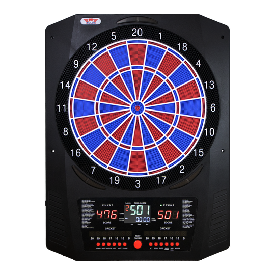 Elektronický terč Bulls NL Universum Pro Light - modročervený Das Bild zeigt das Bulls NL Universum Pro Light Elektronisches Dartboard in Blau und Rot. Es handelt sich um ein elektronisches Dartboard für präzises Spielen.