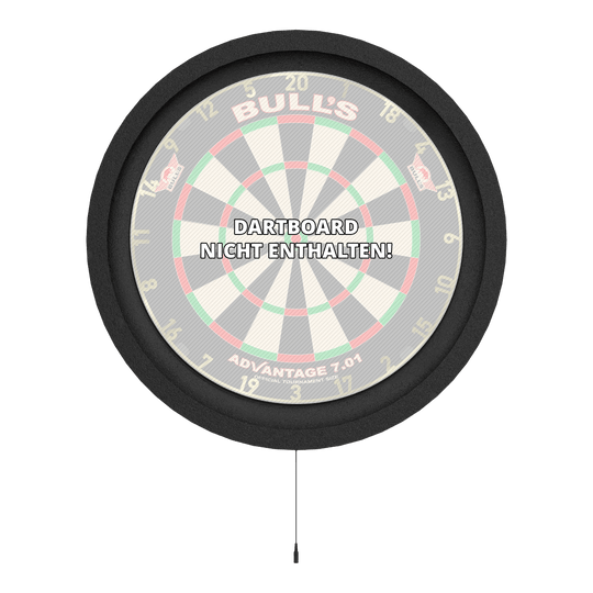 Systém prostorového osvětlení Bulls NL Lumo 2 Light Das Bild zeigt das Bulls NL Lumo 2 Light Surround Beleuchtungssystem, das einen Dartboard-Rahmen mit integrierter Beleuchtung darstellt. In der Mitte steht geschrieben "Dartboard nicht enthalten".