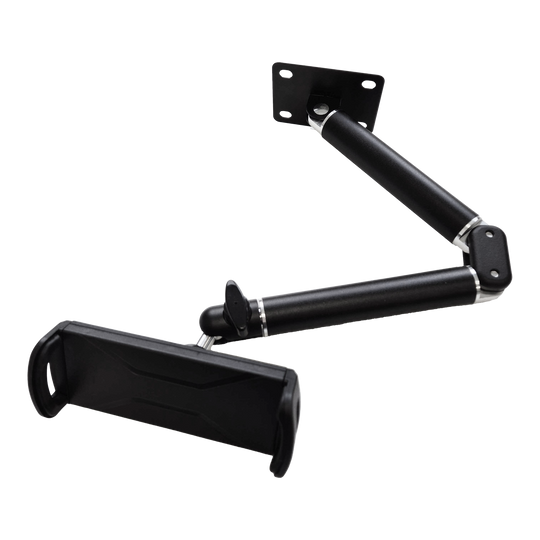 Nástěnný držák tabletu McDart TABFlex s flexibilním ramenem Die Abbildung zeigt die McDart TABFlex Tablet-Wandhalterung mit flexiblem Arm. Die Halterung ist schwarz und kann an der Wand befestigt werden, um ein Tablet flexibel auszurichten.