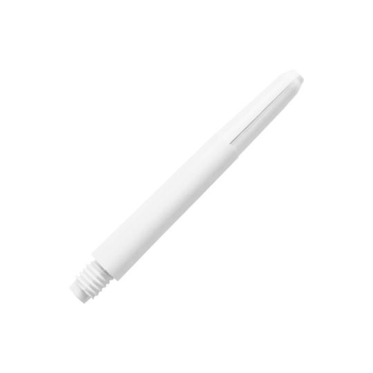Auf dem Bild ist ein schneeweißer Nylon-Schaft zu sehen. Er hat ein einfaches, glattes Design und ist für den Einsatz bei Dartpfeilen geeignet.