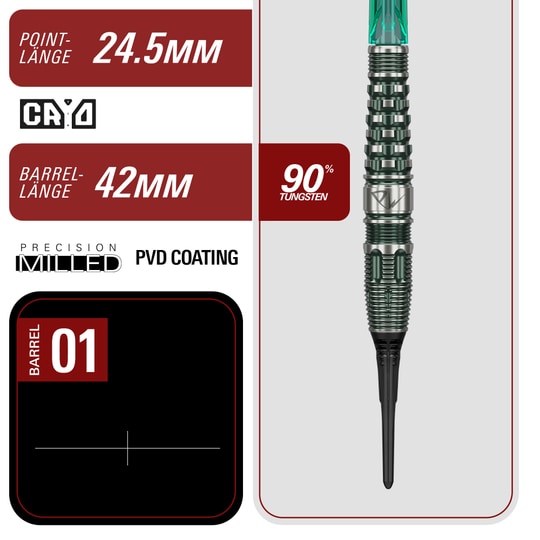 Měkké šipky Target Japan Prime Series PW GEN 3 - 19g Das Bild zeigt den Target Japan Prime Series PW GEN 3 Softdart - 19g. Die Dartpfeile sind modern gestaltet und für den Softdartbereich geeignet.
