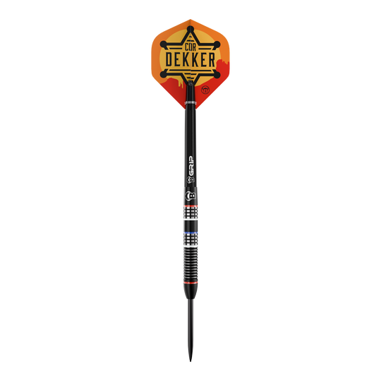 Bulls Cor Dekker Šerif Steeldarts - 23g Das Bild zeigt Bulls Cor Dekker The Sheriff Steeldarts, 23 Gramm schwer. Diese Steeldarts sind für ambitionierte Dartspieler konzipiert.