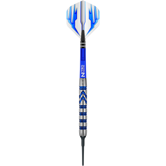 RD1922-Red-Dragon-Gerwyn-Price-Iceman-Softdarts-16UctPD4BvAAFU Dieses Bild zeigt einen Softdart der Marke "Red Dragon Gerwyn Price Iceman". Der Dart ist überwiegend blau und silber mit auffälligen blauen Flights.
