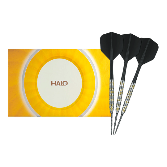 Ocelové šipky Caliburn Halo H1 - 22,5 g Gezeigt wird ein vollständiges Set der Caliburn Halo H1 Steeldarts - 22,5 g. Die hochwertigen Pfeile sind ideal für den Dartsport.