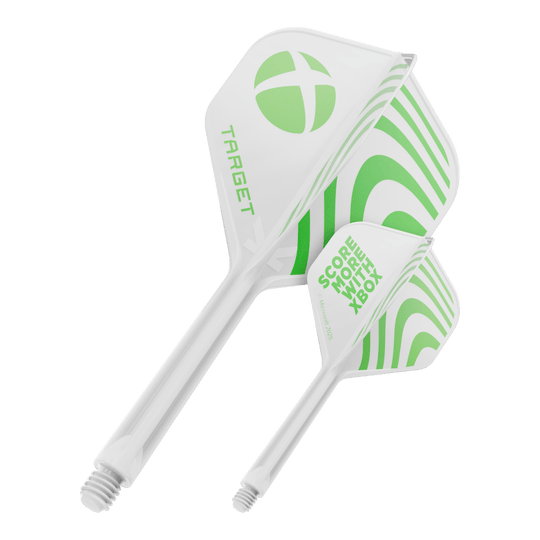 Standardní letky Target Xbox K-Flex No2 - bílé Ein Produktbild mit dem Dateinamen 410612_Target_Xbox_KFlex_No2_Standard_Flights_33mm_1. Das Bild zeigt vermutlich ein Dartzubehör.
