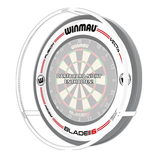 BALÍČEK Winmau Plasma Ice LED osvětlení a prostorový zvuk Das Bild zeigt das Winmau Plasma Ice LED Beleuchtung und Surround Bundle für Dartboards. In der Mitte steht: "Dartboard nicht enthalten!"