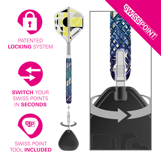 Šipky Target Luke Littler Edge Swiss Point ocelové Das Bild zeigt die Target Luke Littler Edge Swiss Point Steeldarts. Diese Dartpfeile eignen sich für den professionellen Einsatz.