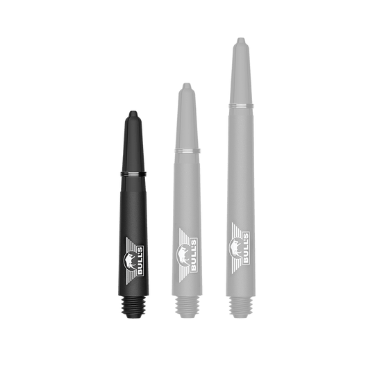Karbonové šachty Bulls NL Capo - černé Ein Bild mit dem Dateinamen BU55340_BullsNL_Capo_Carbon_Shafts_Schwarz_Short_34mm_1. Zu sehen ist wahrscheinlich ein kurzer schwarzer Carbon-Shaft für Darts.