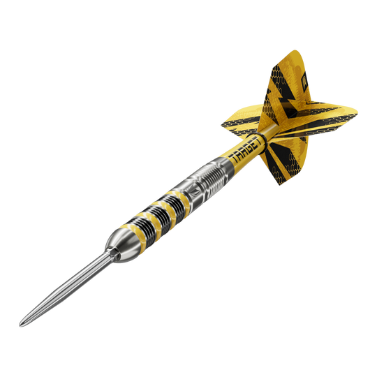 Ocelové šipky Target Buzz 01 Swiss Points Das Foto zeigt Target Buzz 01 Swiss Points Steeldarts. Sie bieten eine gute Griffigkeit und Präzision beim Wurf.