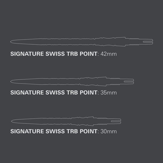 Ocelové hroty na šipky Target Signature Swiss Point TRB - zlaté Das Bild zeigt die Target Signature Swiss Point TRB Steeldartspitzen - Gold. Diese goldfarbenen Spitzen werden für Steeldarts verwendet.