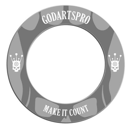 Abbildung mit dem Namen DBS-GDP5_GoDartsPro_Dartboard_Surround_Grau_2. Vermutlich wird hier ein graues Dartboard-Surround gezeigt.