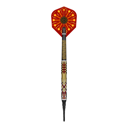 Měkké šipky Shot Goths Alaric - 20g Abgebildet sind die Shot Goths Alaric Softdarts mit einem Gewicht von 20g. Die Darts sind aus nächster Nähe von der Seite zu sehen.