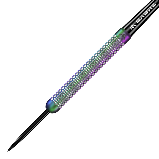 Ocelové šipky Mission Aurora Coral PVD - 23g Das Bild zeigt einen Mission Aurora Coral PVD Steeldart mit einem Gewicht von 23g. Der Dart hat eine bunte, glänzende Oberfläche und ist mit feinen Rillen versehen.